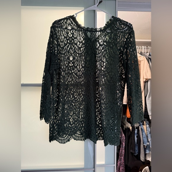 Zara Dark Green Lace Top - Picture 1 of 3